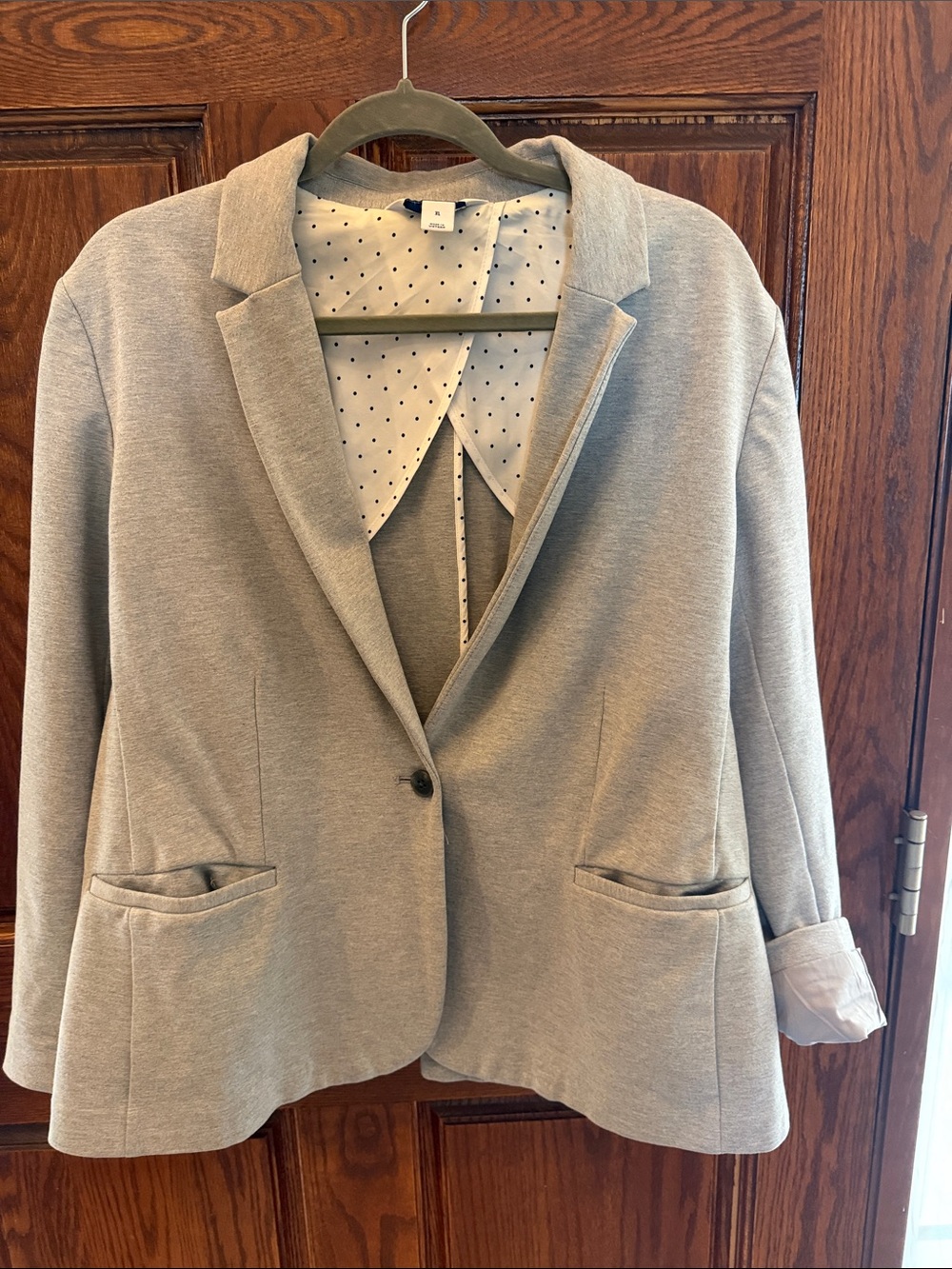 Old Navy Light Gray Ponte Single-Button Blazer